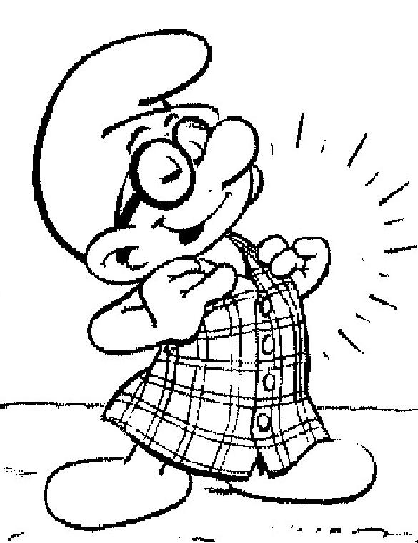 coloriage schtroumpf a lunette